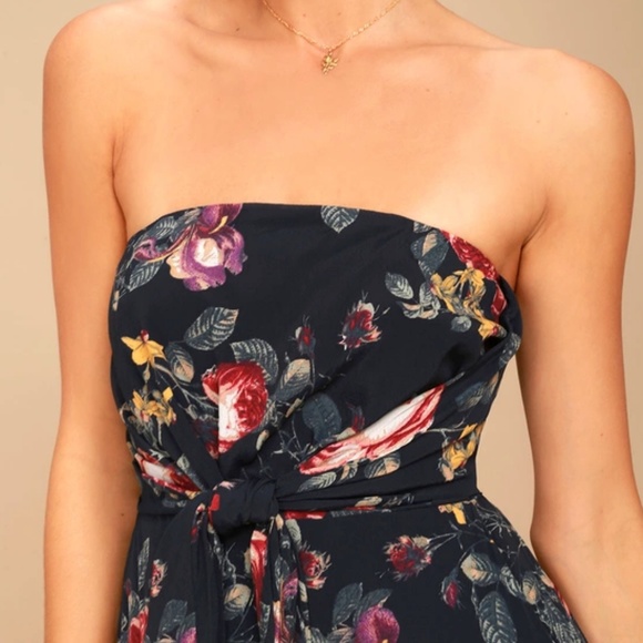 Lulu's FLORAL PRINT STRAPLESS DRESS - Picture 4 of 4